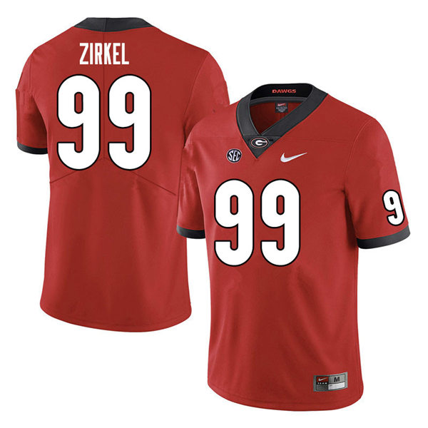 Mens Georgia Bulldogs #99 Jared Zirkel Stitched Nike Red Home Game Football jersey
