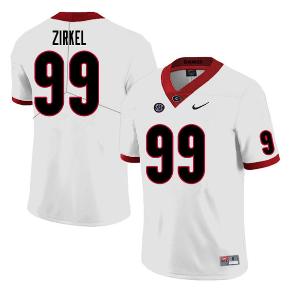 Mens Georgia Bulldogs #99 Jared Zirkel Stitched Nike White Foootball Jersey