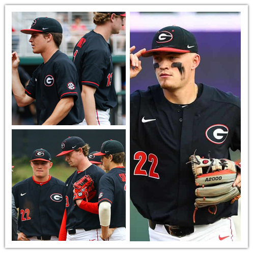 Mens Georgia Bulldogs Custom Cam Shepherd Ryan Lawlor Emerson Hancock Gordon Beckham Joshua Fields Rich Poythres Nike 2020 Black Baseball Jersey