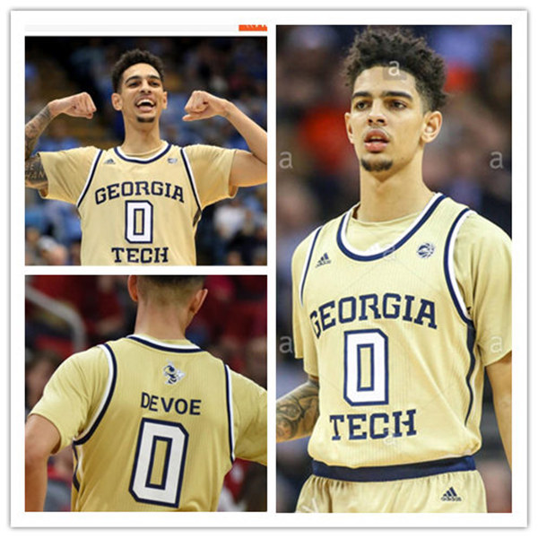 Mens Georgia Tech Yellow Jackets #0 Michael Devoe Adidas 2018 Yellow Georgia Tech College Basketball Jersey