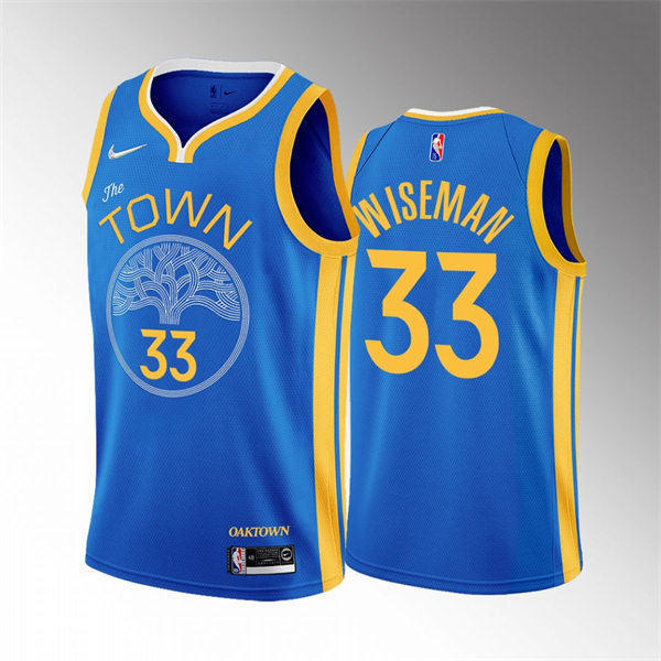 Mens Golden State Warriors #33 James Wiseman OAK Town 2022-23 Earned Edition Jersey Blue