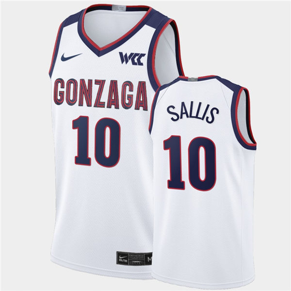 Mens Gonzaga Bulldogs #10 Hunter Sallis Nike White 2021 WCC College Basketball Game Jersey