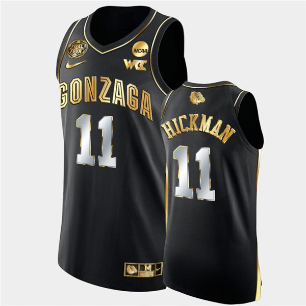 Mens Gonzaga Bulldogs #11 Nolan Hickman Nike Black Golden Edition Basketball Jersey