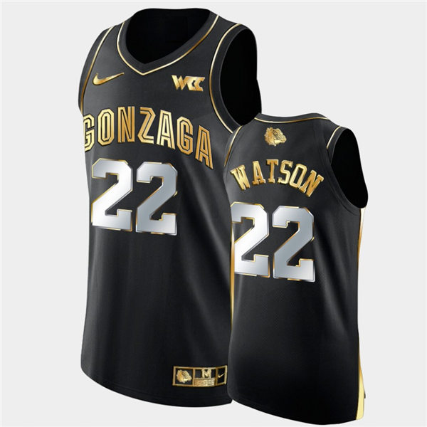 Mens Gonzaga Bulldogs #22 Anton Watson Nike Black Golden Edition Basketball Jersey