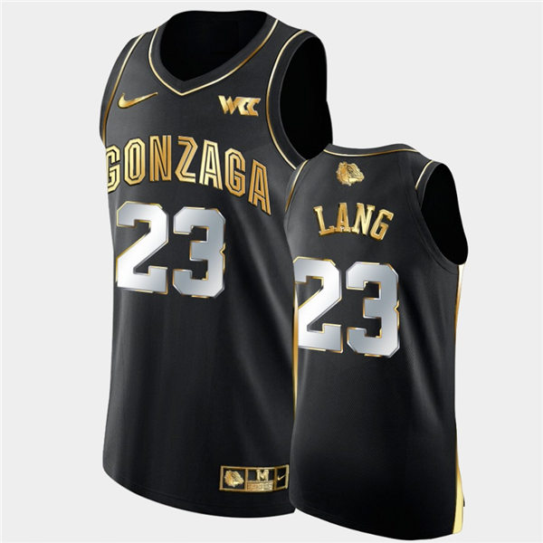 Mens Gonzaga Bulldogs #23 Matthew Lang Nike Black Golden Edition Basketball Jersey