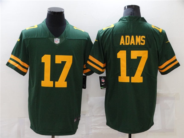 Mens Green Bay Packers #17 Davante Adams Nike 2021 Green Alternate Retro 1950s Throwback Uniforms Stitched Jersey