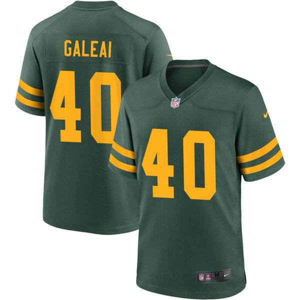 Mens Green Bay Packers #40 Tipa Galeai Nike 2021 Green Alternate Retro 1950s Throwback Jersey