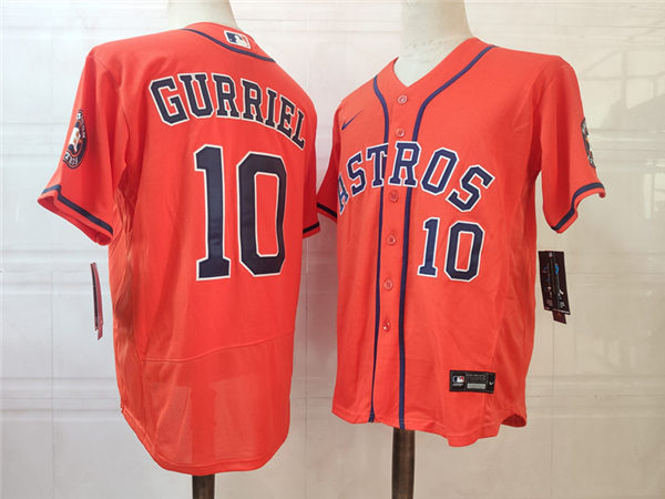 Mens Houston Astros #10 Yuli Gurriel Nike Orange Alternate Flexbase Jersey