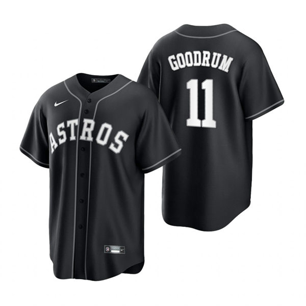 Mens Houston Astros #11 Niko Goodrum Nike Black White Collection Jersey