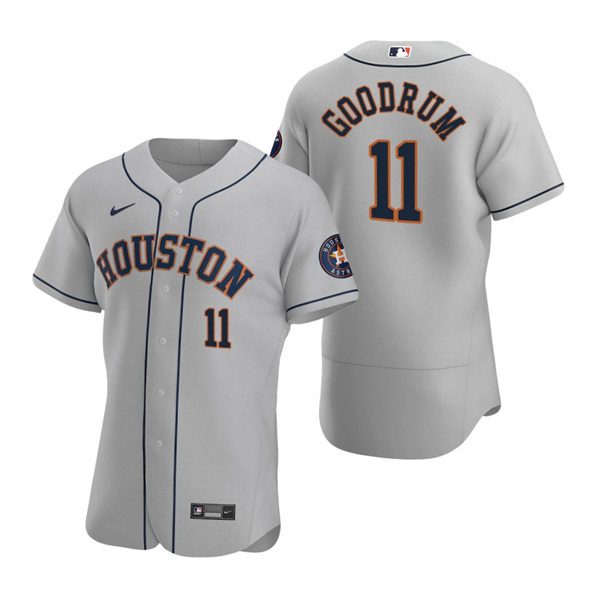 Mens Houston Astros #11 Niko Goodrum Nike Gray Road Flexbase Player Jersey