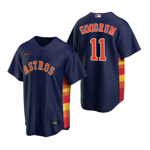 Mens Houston Astros #11 Niko Goodrum Nike Navy Alternate Coolbase Player Jersey1