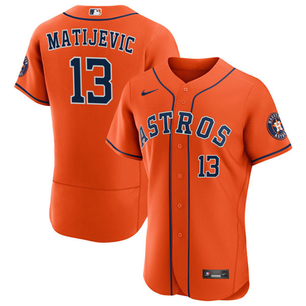 Mens Houston Astros #13 J. J. Matijevic Nike Orange Alternate Flexbase Player Jersey