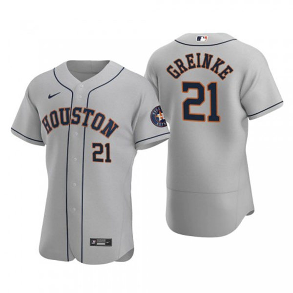 Mens Houston Astros #21 Zack Greinke Nike Gray Road Flexbase Jersey