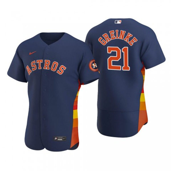Mens Houston Astros #21 Zack Greinke Nike Navy Alternate Flexbase Jersey