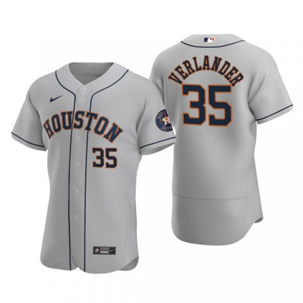 Mens Houston Astros #35 Justin Verlander Nike Gray Road Flexbase Jersey