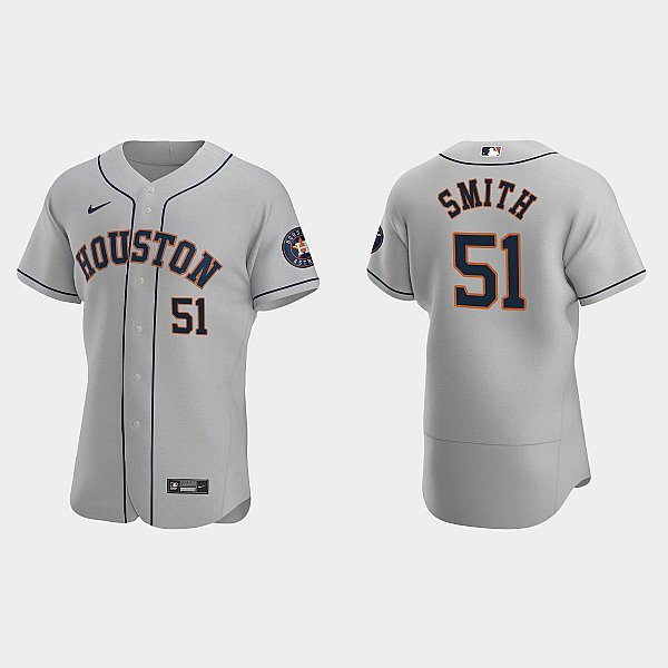 Mens Houston Astros #51 Will Smith Gray Road Flexbase PlayerJersey