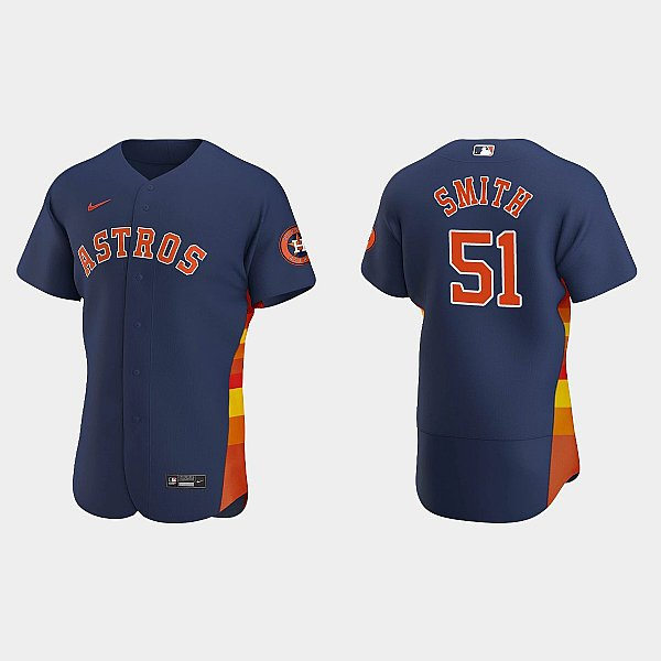 Mens Houston Astros #51 Will Smith Nike Navy Alternate Flexbase Player Jersey