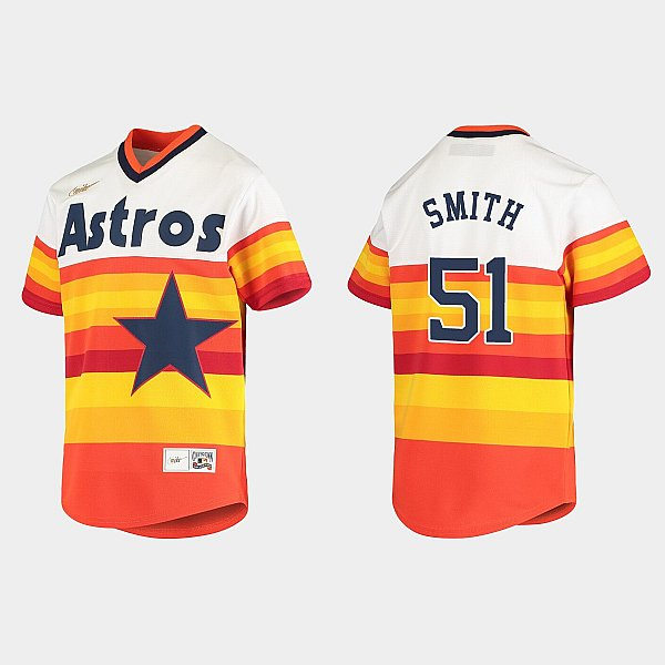 Mens Houston Astros #51 Will Smith Nike White Orange Cooperstown Collection Jersey