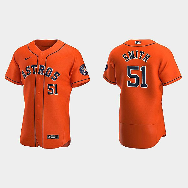 Mens Houston Astros #51 Will Smith Orange Alternate Flexbase Jersey