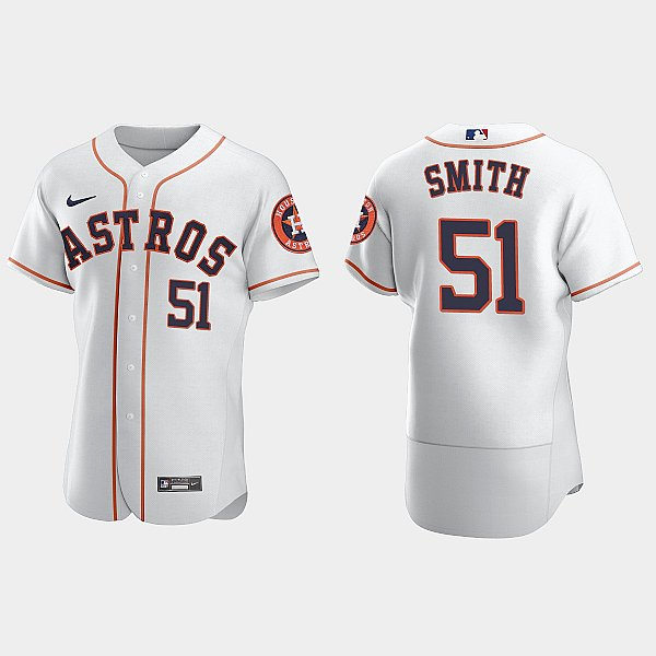 Mens Houston Astros #51 Will Smith White Home FlexBase Player Jersey