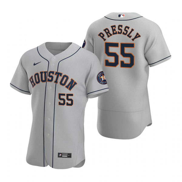 Mens Houston Astros #55 Ryan Pressly Nike Gray Road Flexbase Jersey
