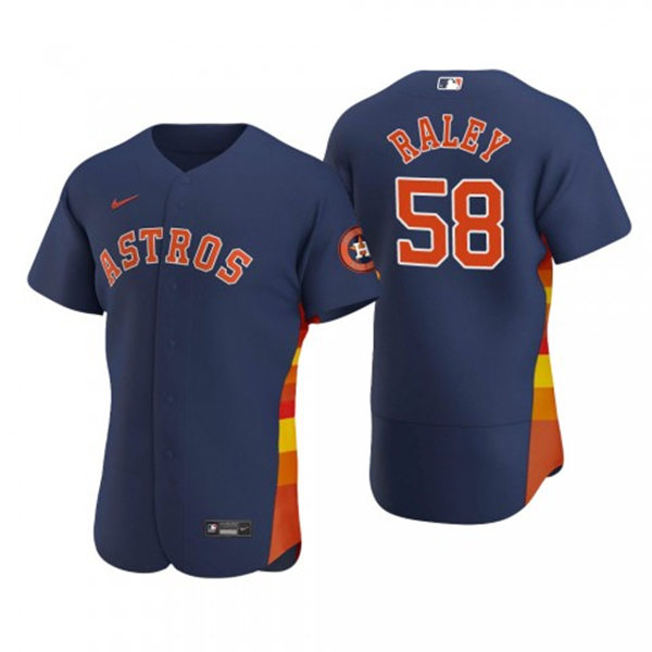 Mens Houston Astros #58 Brooks Raley Nike Navy Alternate Flexbase Jersey
