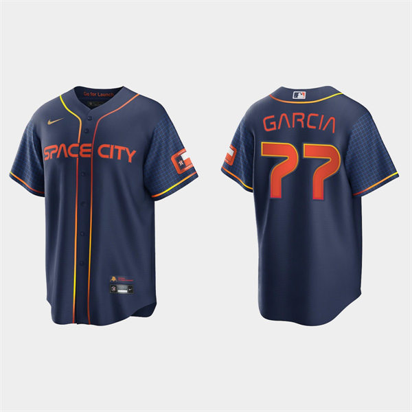 Mens Houston Astros #77 Luis Garcia Navy 2022 City Connect Jersey