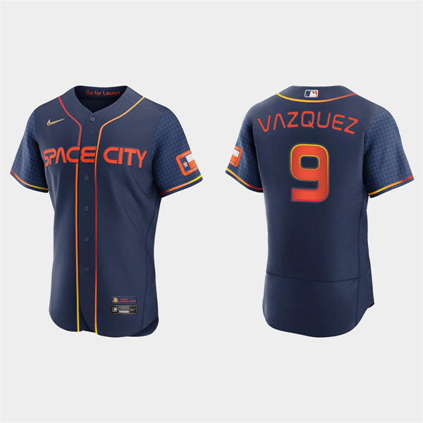 Mens Houston Astros #9 Christian Vazquez 2022 City Connect Jersey Navy