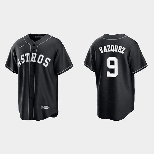 Mens Houston Astros #9 Christian Vazquez Nike Black White Collection Jersey