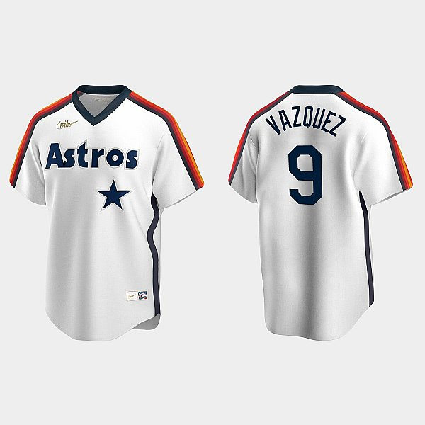 Mens Houston Astros #9 Christian Vazquez Nike White Pullover Cooperstown Collection Jersey