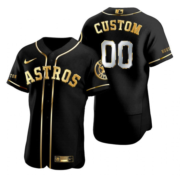 Mens Houston Astros Custom Michael Brantley Jake Odorizzi Justin Verlander Aledmys Diaz Nike Black Golden Edition Authentic Jersey