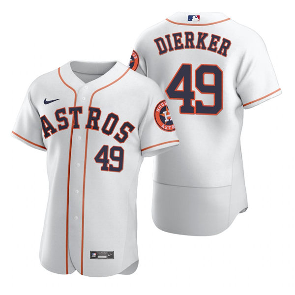 Mens Houston Astros Retired Player #49 Larry Dierker Nike White Home Flexbase Jersey