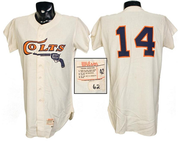 Mens Houston Colt 45s #14 Bob Aspromonte 1962 Cream Mitchell & Ness Throwback Baseball Jersey