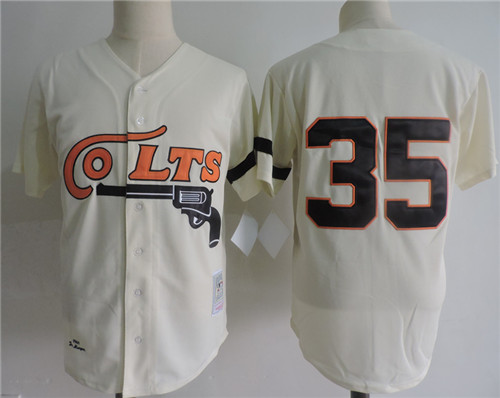 Mens Houston Colt 45s #35 Joe Morgan Cream Mitchell & Ness Throwback Baseball Jersey