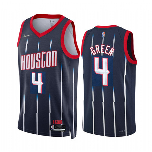 Houston Rockets Jalen Green Navy Diamond Badge 2021-22 City Edition stitched Jersey #4