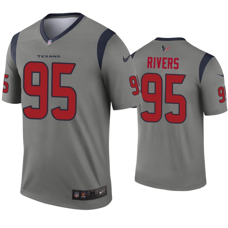 Mens Houston Texans #95 Derek Rivers Nike Grey Inverted Legend Jersey