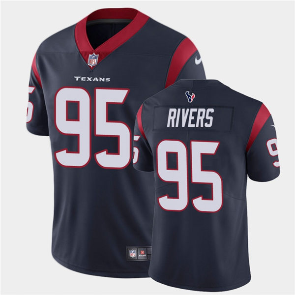 Mens Houston Texans #95 Derek Rivers Nike Navy Vapor Limited Jersey