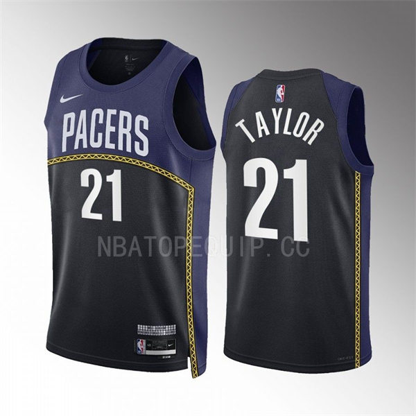 Mens Indiana Pacers #21 Terry Taylor 2022-23 City Edition Swingman Jersey Navy Black