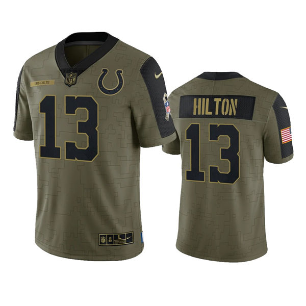 Mens Indianapolis Colts #13 TY. Hilton Nike Olive 2021 Salute To Service Limited Jersey