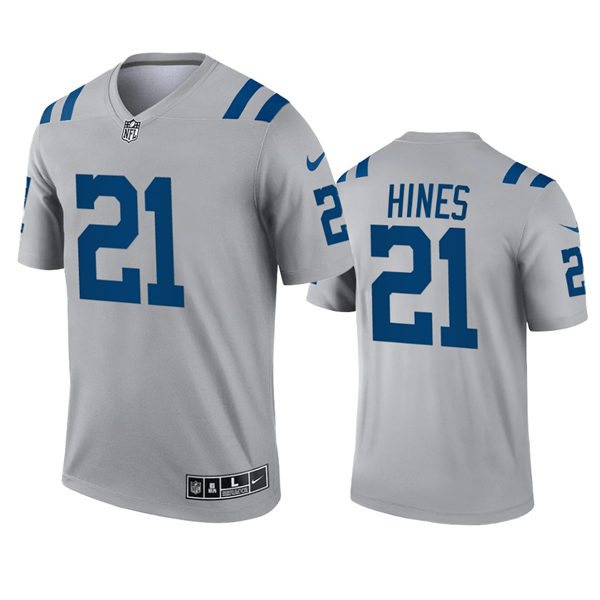 Mens Indianapolis Colts #21 Nyheim Hines Gray 2021 Inverted Legend Jersey