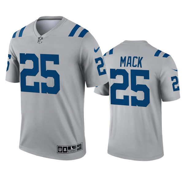 Mens Indianapolis Colts #25 Marlon Mack Nike Gray Inverted Legend Jersey
