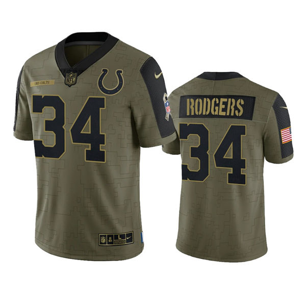 Mens Indianapolis Colts #34 Isaiah Rodgers Nike Olive 2021 Salute To Service Limited Jersey
