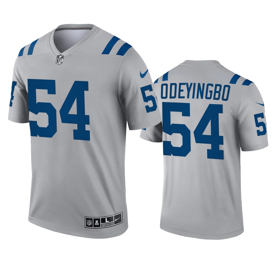 Mens Indianapolis Colts #54 Dayo Odeyingbo Nike Gray Inverted Legend Jersey