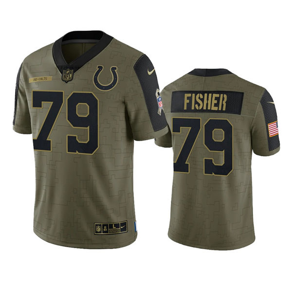 Mens Indianapolis Colts #79 Eric Fisher Nike Olive 2021 Salute To Service Limited Jersey
