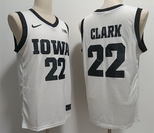 Mens Iowa Hawkeyes #22 Caitlin Clark Basketball Game Basketball Jersey White