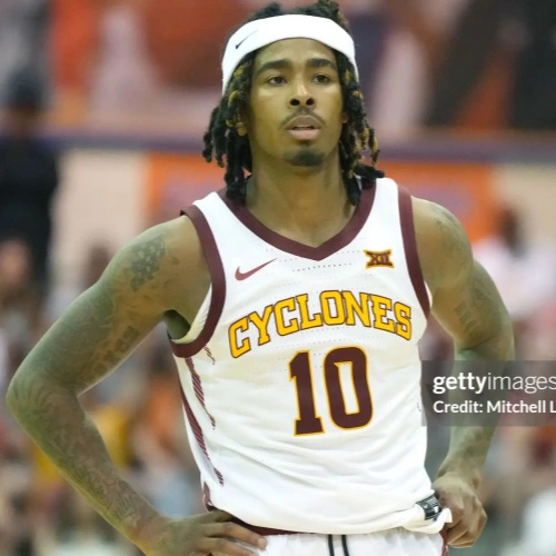 Mens Iowa State Cyclones #10 Keshon Gilbert Nike 2023 White Cyclones College Basketball Jersey 