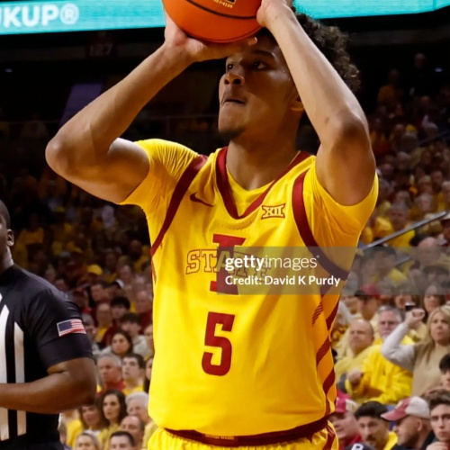 Mens Iowa State Cyclones #5 Curtis Jones Nike 2021 Gold Team Logo College Basketball Jersey 