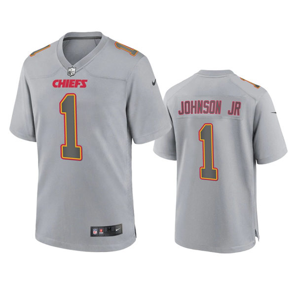 Mens Kansas City Chiefs #1 Lonnie Johnson Jr. Gray Atmosphere Fashion Game Jersey