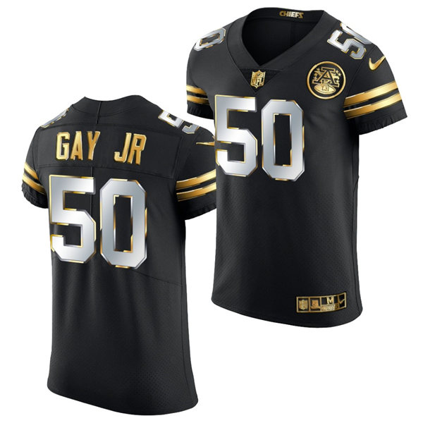 Mens Kansas City Chiefs #50 Willie Gay Jr. Nike 2020-21 Black Golden Edition Jerse