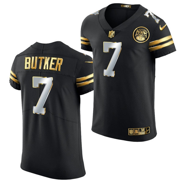 Mens Kansas City Chiefs #7 Harrison Butker Nike 2020-21 Black Golden Edition Jersey